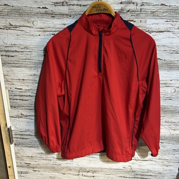 🏁 Adidas red  crop wind breaker jacket size large - Picture 2 of 6